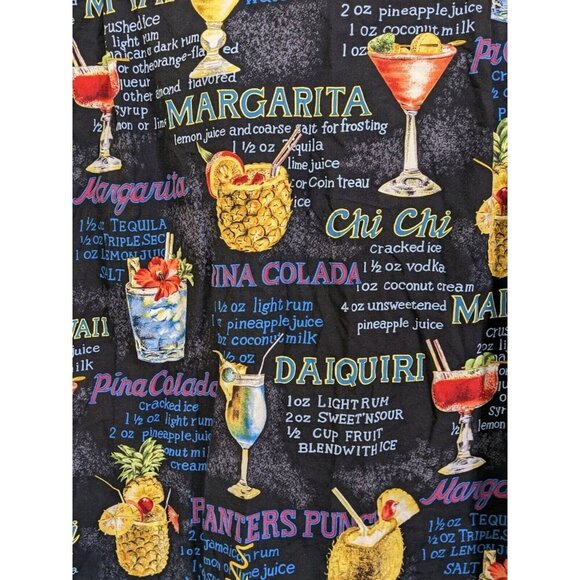 Go Barefoot Vintage Mens Hawaiian Camp Button Up Shirt Size XL Cocktail Recipes - Picture 3 of 6